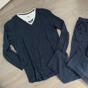 Navy Blue Pajama shirt long sleeve top Large L/XL Lufthansa Business Class